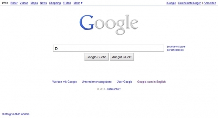 Ein Buchstabe im Google Suchschlitz